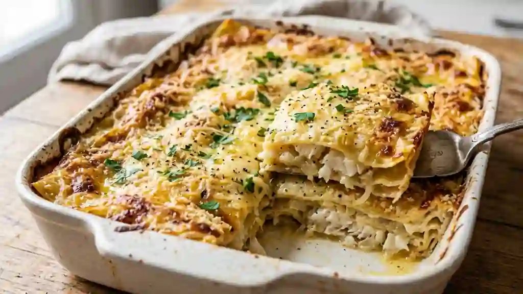 Lasagnes fondantes à la morue et muscade - Photo de présentation