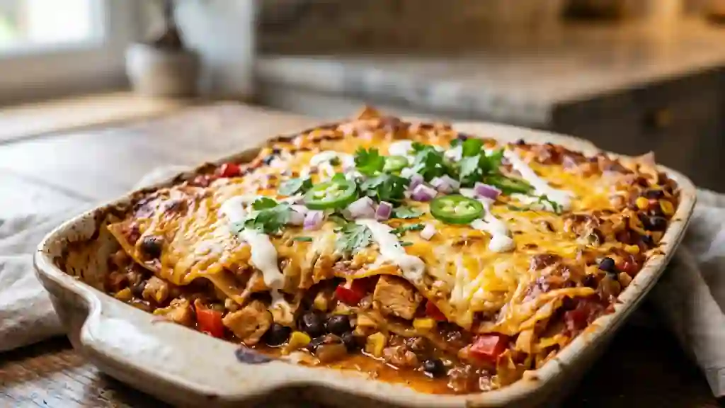 Lasagnes Tex-Mex Gratinées au Poulet Épicé - Photo de présentation