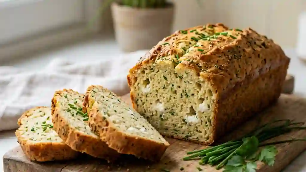 Cake fondant au fromage frais et herbes - Photo de présentation