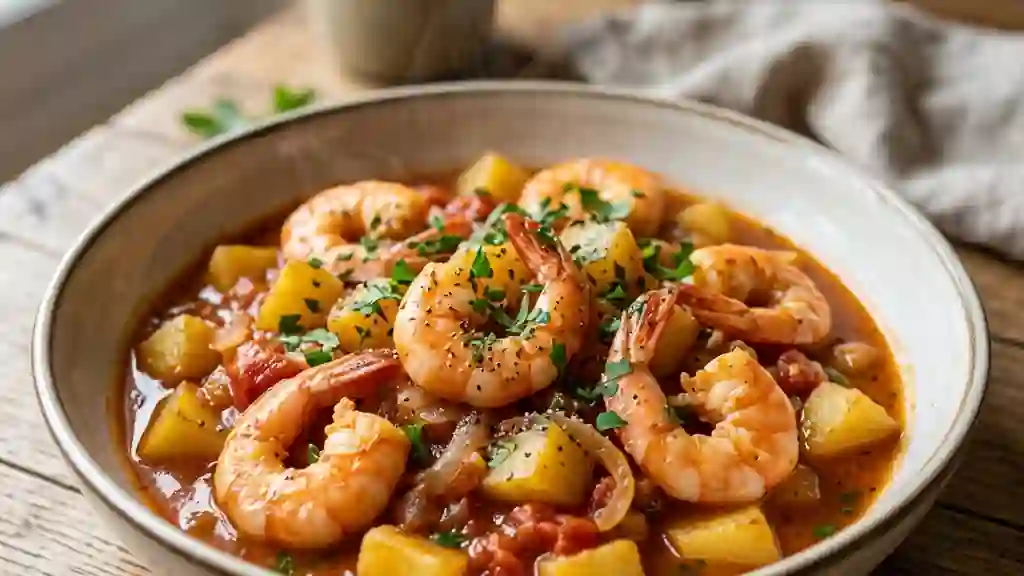Catigot de gambas fondant au vin blanc - Photo de présentation