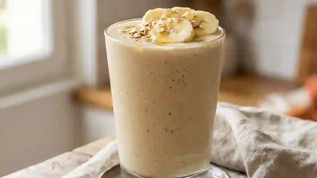 Smoothie onctueux banane et beurre de cacahuète - Photo de présentation