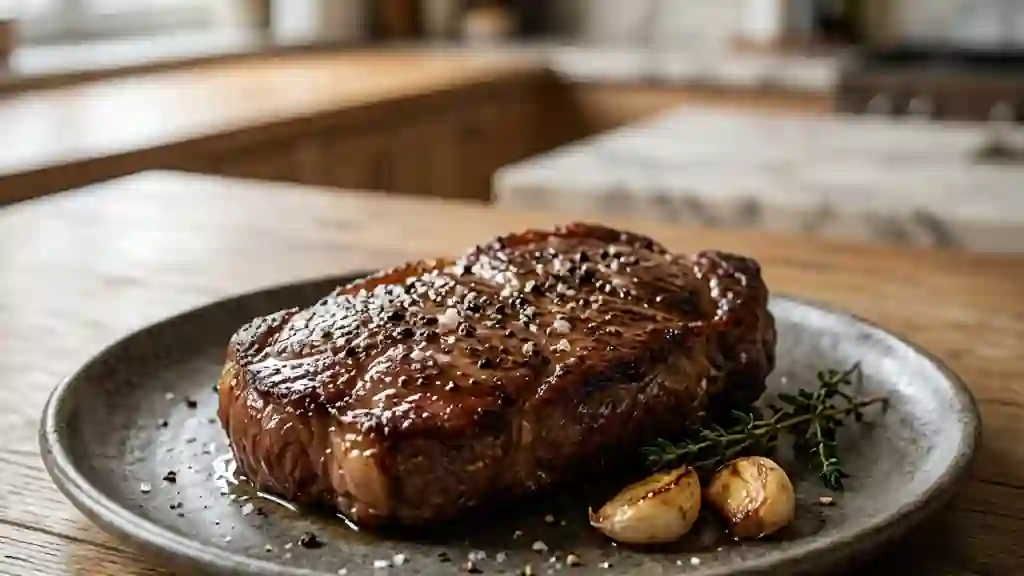 Pavé de bœuf fondant au beurre d'ail - Photo de présentation