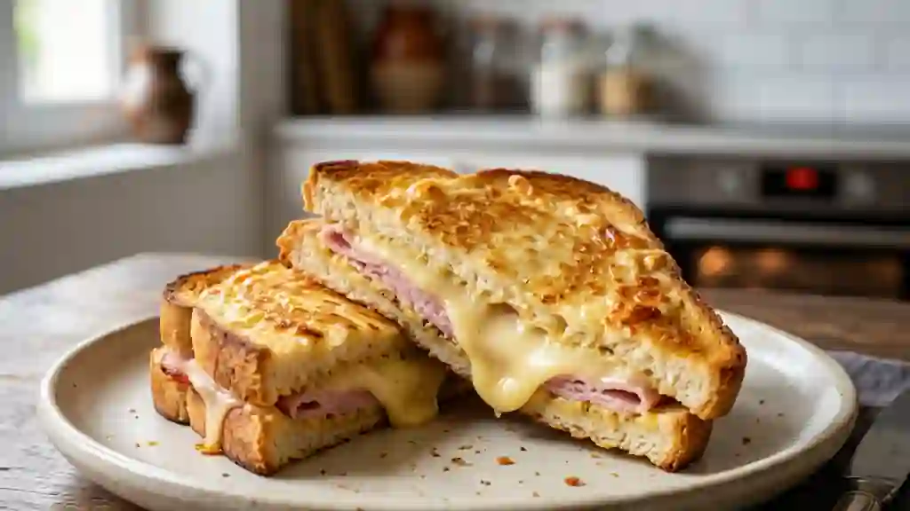 Suisse doré au jambon et raclette fondante - Photo de présentation