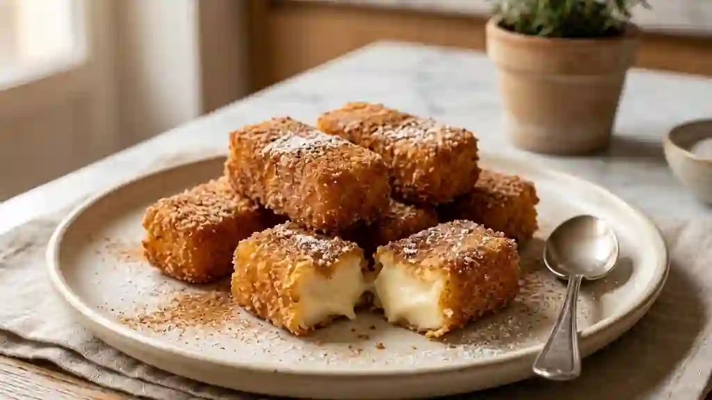 Leche frita fondante au citron et cannelle - Photo de présentation