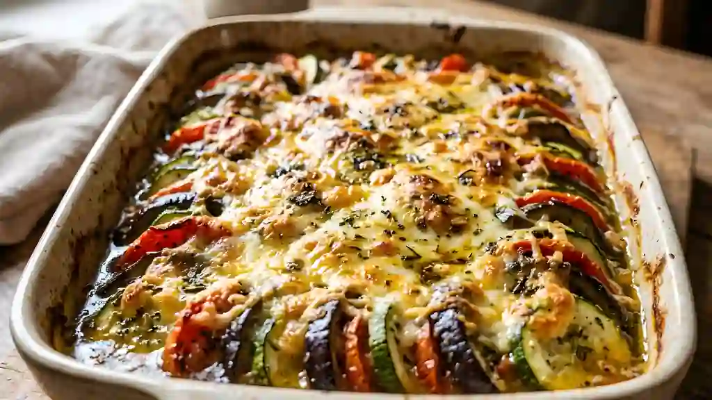 Légumes confits et mozzarella gratinée - Photo de présentation