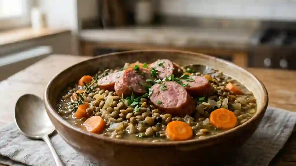 Lentilles fondantes et Morteau fumée - Photo de présentation