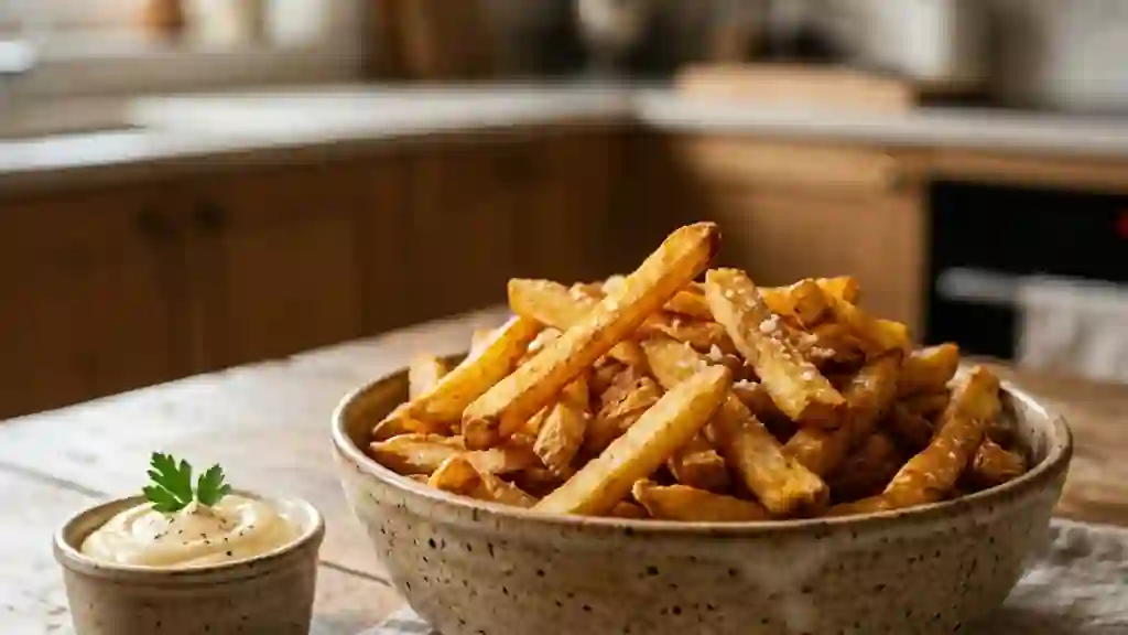 Frites belges croustillantes et dorées - Photo de présentation