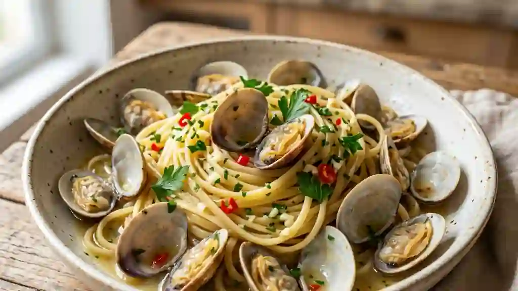 Linguine alle vongole ail et piment - Photo de présentation