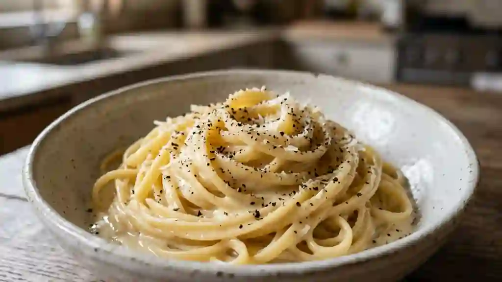 Linguine crémeuses au brebis et poivre noir - Photo de présentation