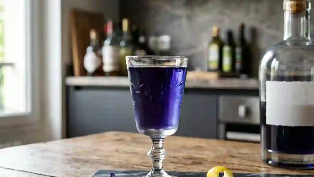 Liqueur de violette bleue artisanale - Photo de présentation