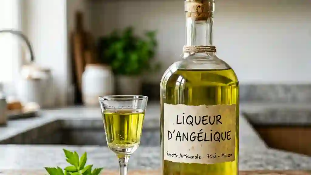 Liqueur d'angélique fraîche et herbacée - Photo de présentation