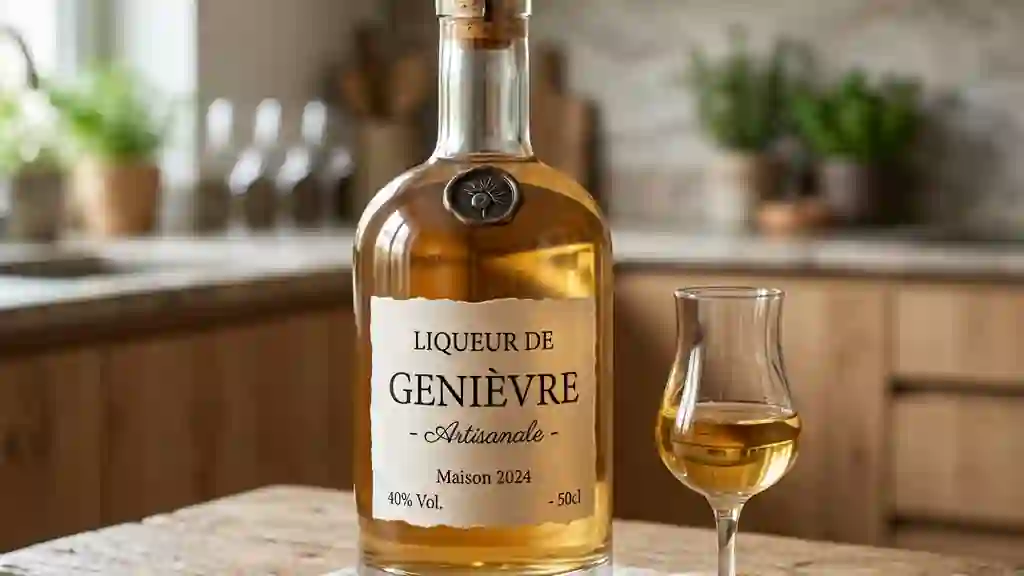Liqueur de genièvre artisanale et zestée - Photo de présentation