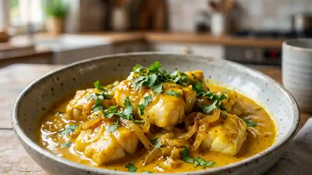 Lotte fondante au curry jaune et coco - Photo de présentation