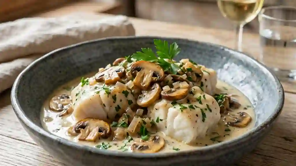 Lotte nacrée à la crème de champignons - Photo de présentation