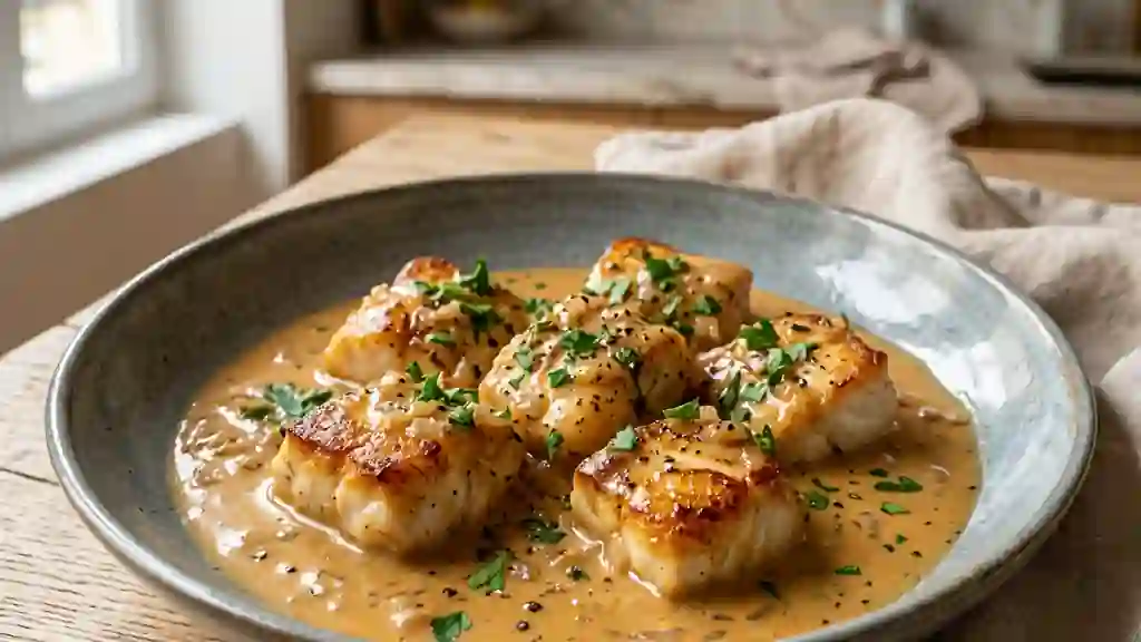 Lotte fondante flambée au cognac - Photo de présentation