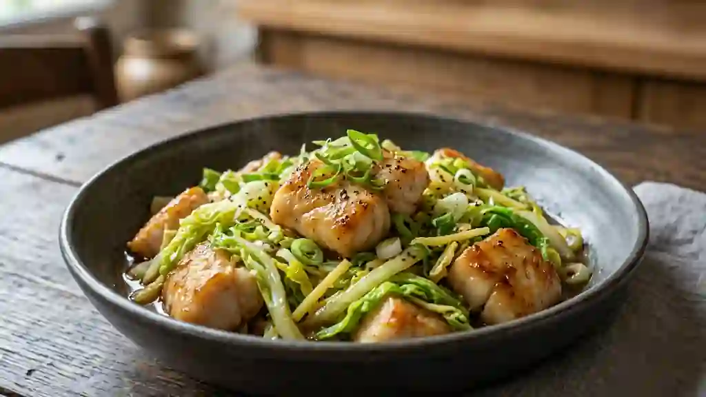 Lotte nacrée au chou chinois et sésame - Photo de présentation