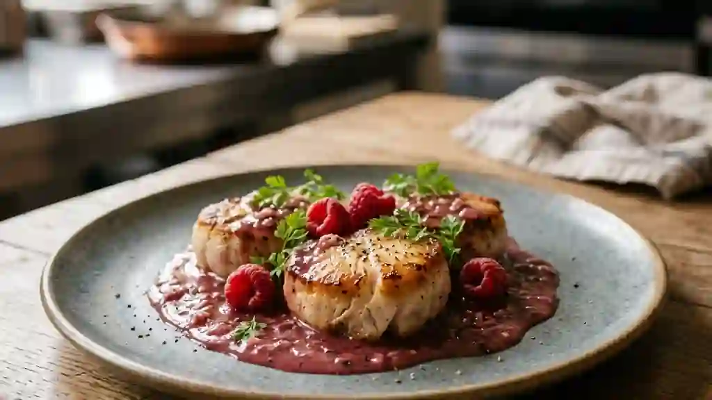 Lotte fondante au vinaigre de framboise - Photo de présentation