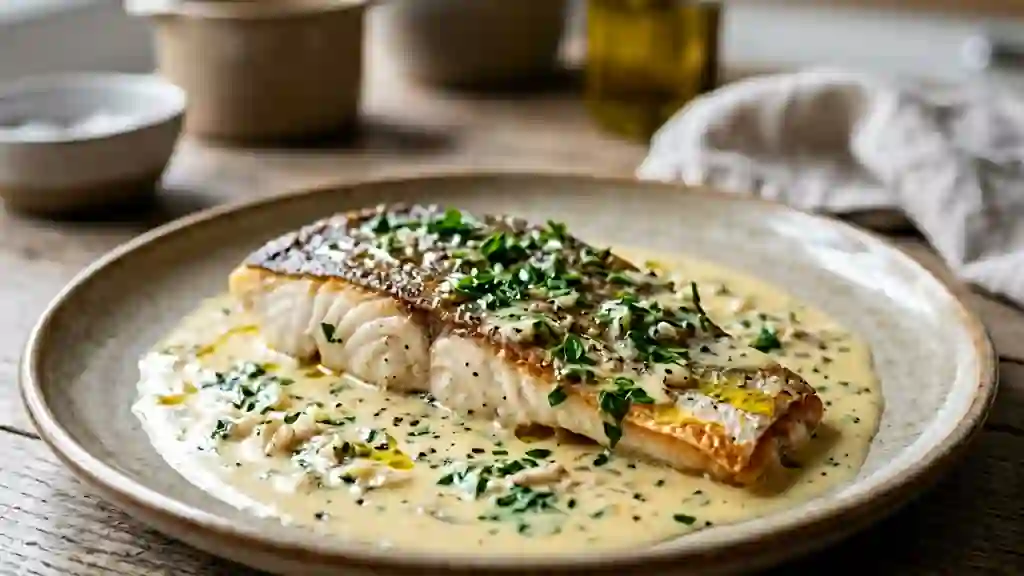 Loup de mer fondant à la crème de pastis - Photo de présentation