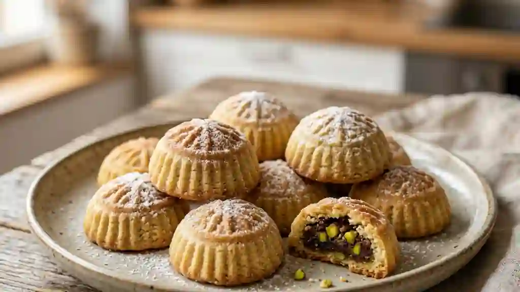 Maamouls fondants aux dattes et pistaches - Photo de présentation