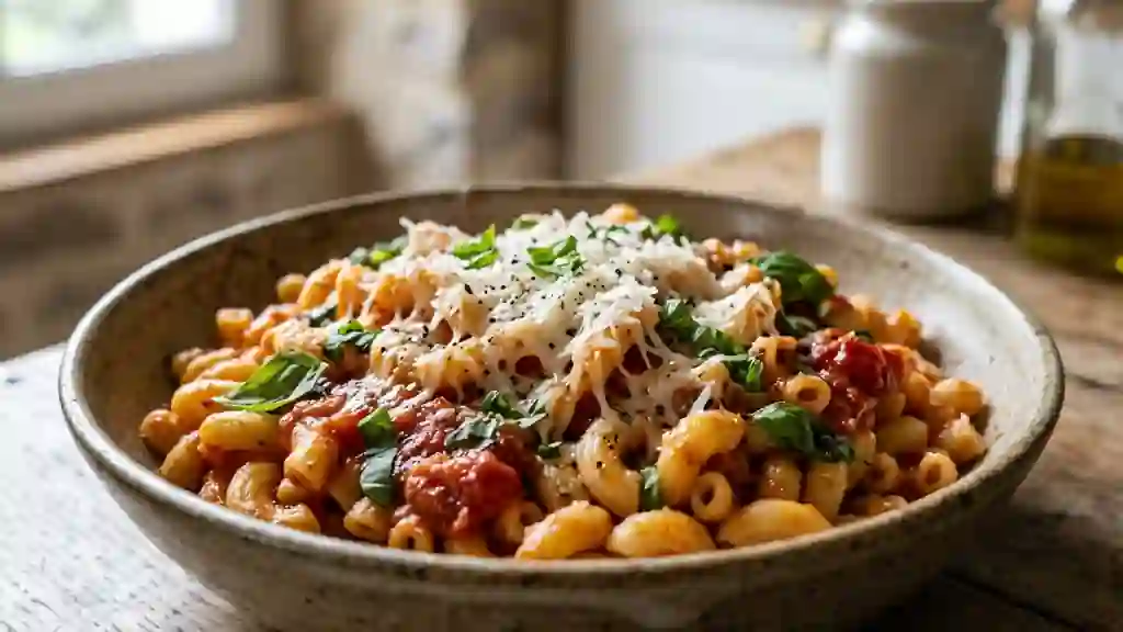 Macaronade Napoli fondante au basilic - Photo de présentation