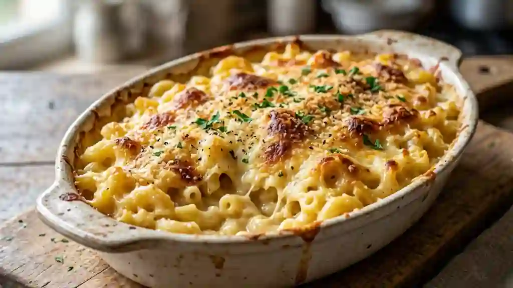 Macaronis fondants au trio de fromages - Photo de présentation