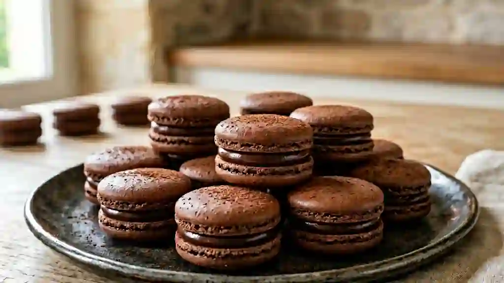 Macarons au chocolat intenses et fondants - Photo de présentation