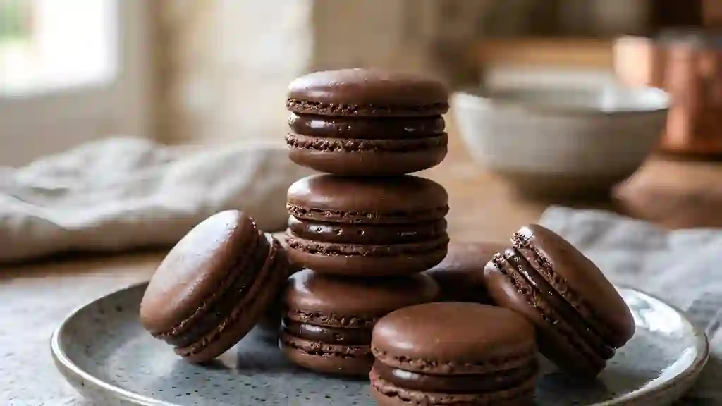 Macarons craquants au cœur ganache noir - Photo de présentation