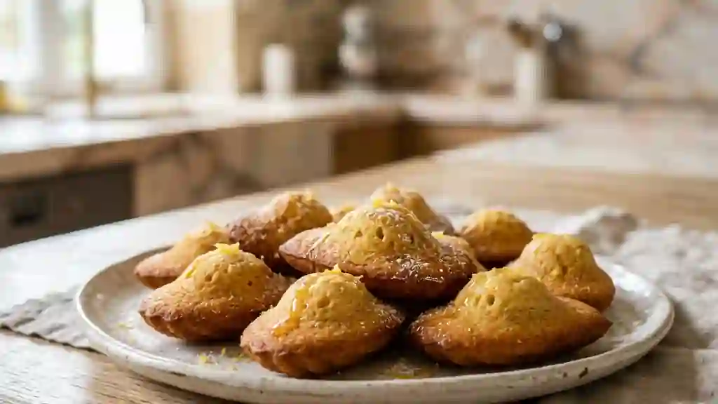 Madeleines dorées au miel et zestes de citron - Photo de présentation