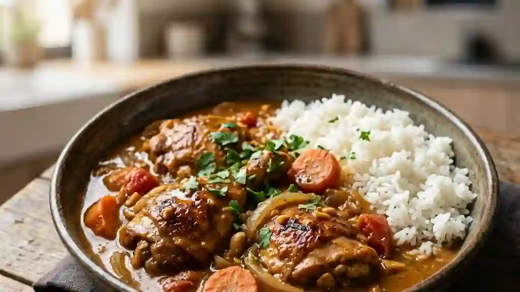 Mafé de poulet fondant à la sauce arachide - Photo de présentation