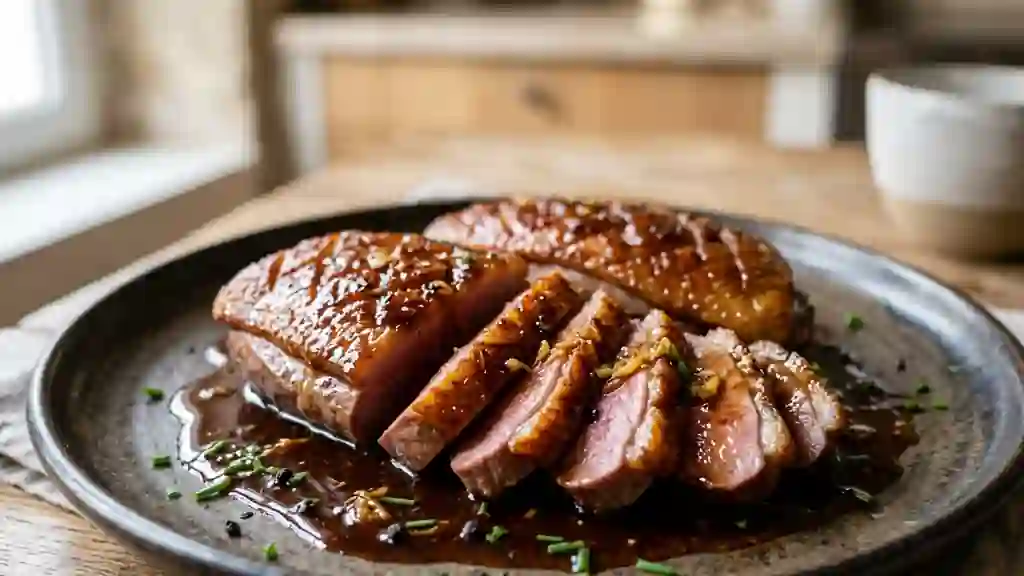 Magret de canard laqué au miel et gingembre - Photo de présentation