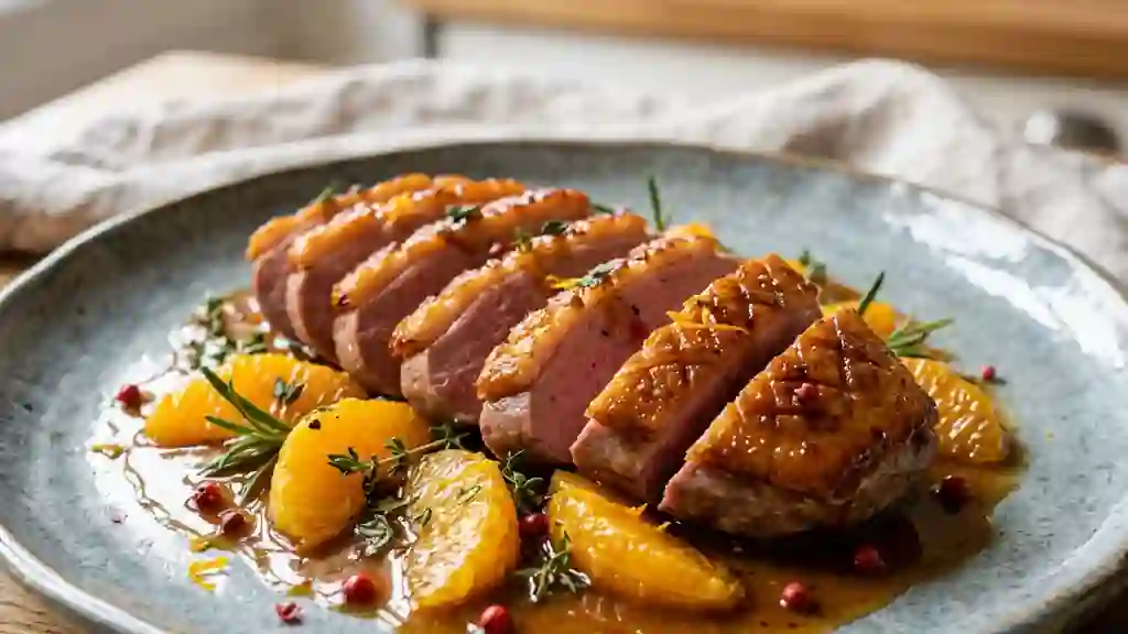 Magret de canard laqué au miel et clémentines - Photo de présentation