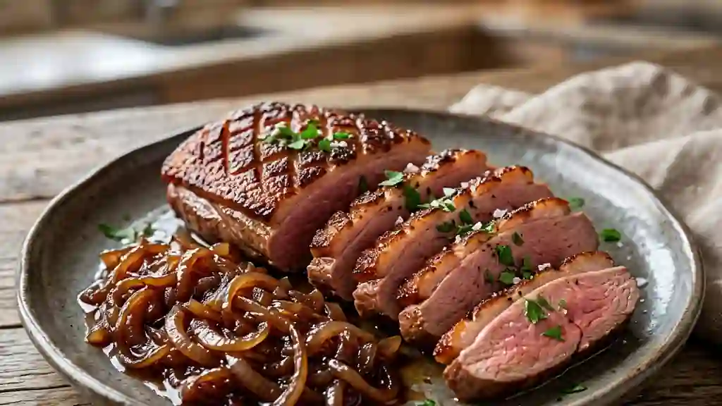 Magret de canard croustillant au miel et épices - Photo de présentation