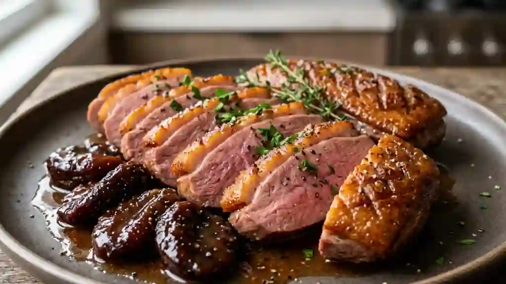 Magret aux pruneaux et Armagnac flambé - Photo de présentation