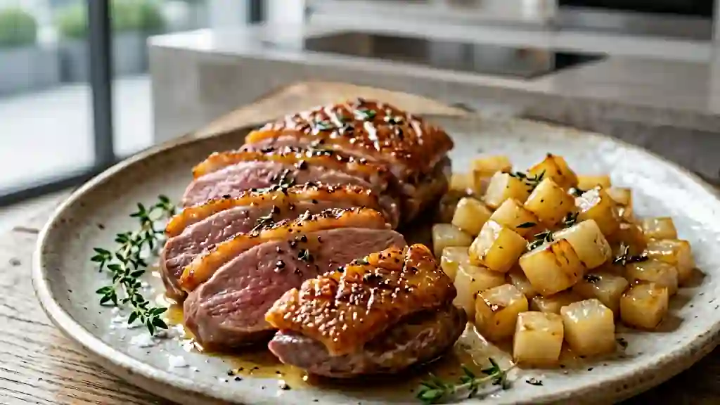 Magret de canard laqué au miel et navets confits - Photo de présentation