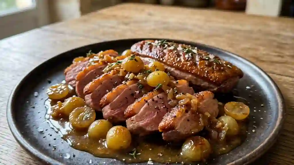 Magret de canard juteux au raisin et whisky - Photo de présentation