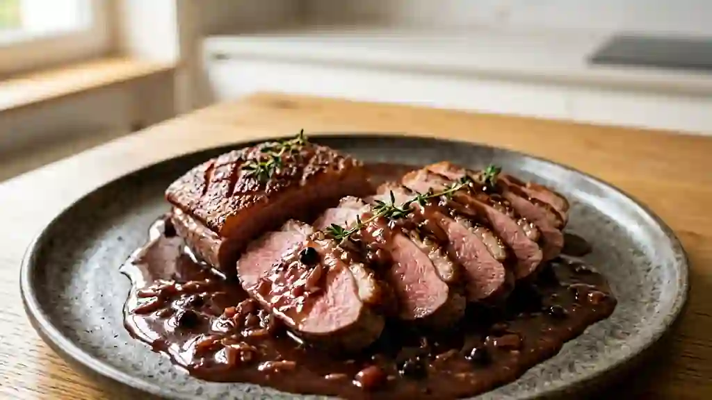 Magret de canard et sauce Grand Veneur onctueuse - Photo de présentation