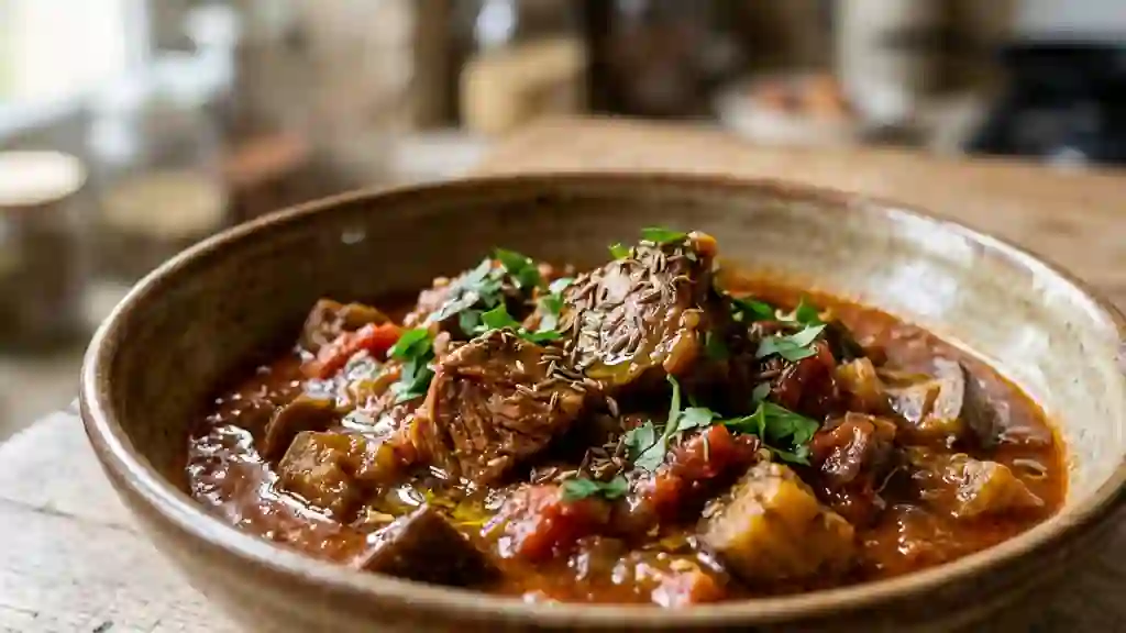 Makbouba fondante à l'agneau et aubergines - Photo de présentation