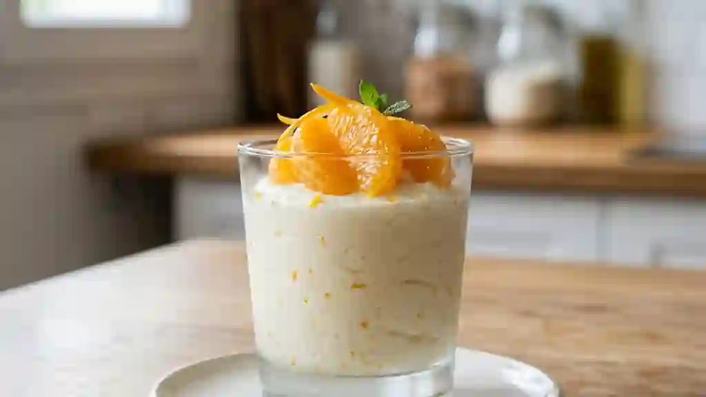 Mandarine fraîche et nuage glacé chocolat blanc - Photo de présentation
