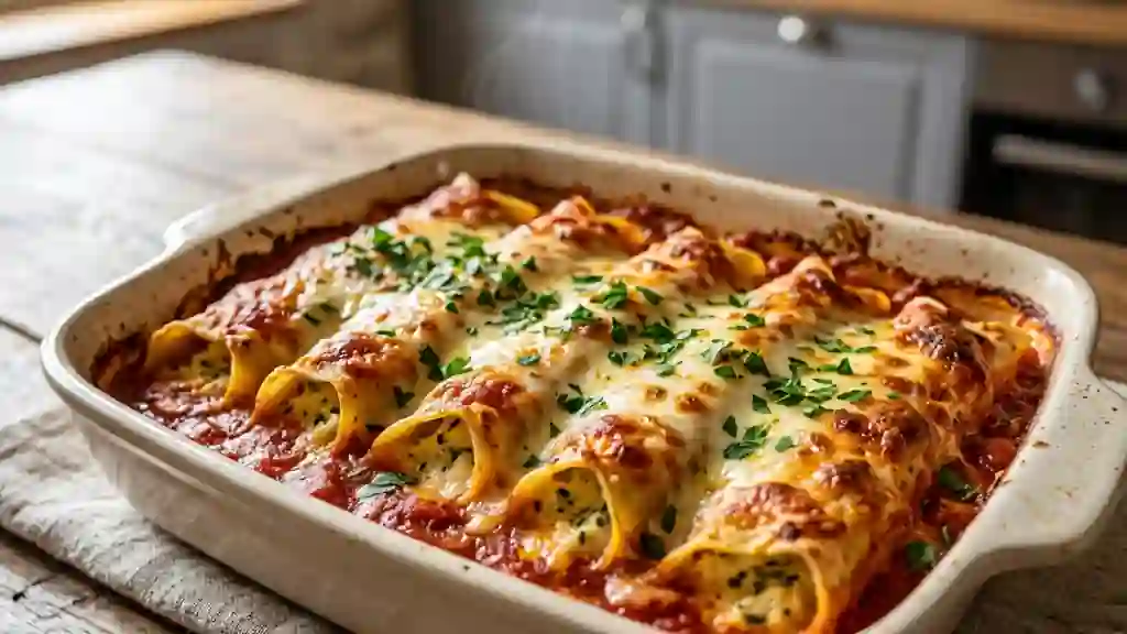 Manicotti gratinés au cœur fondant ricotta - Photo de présentation