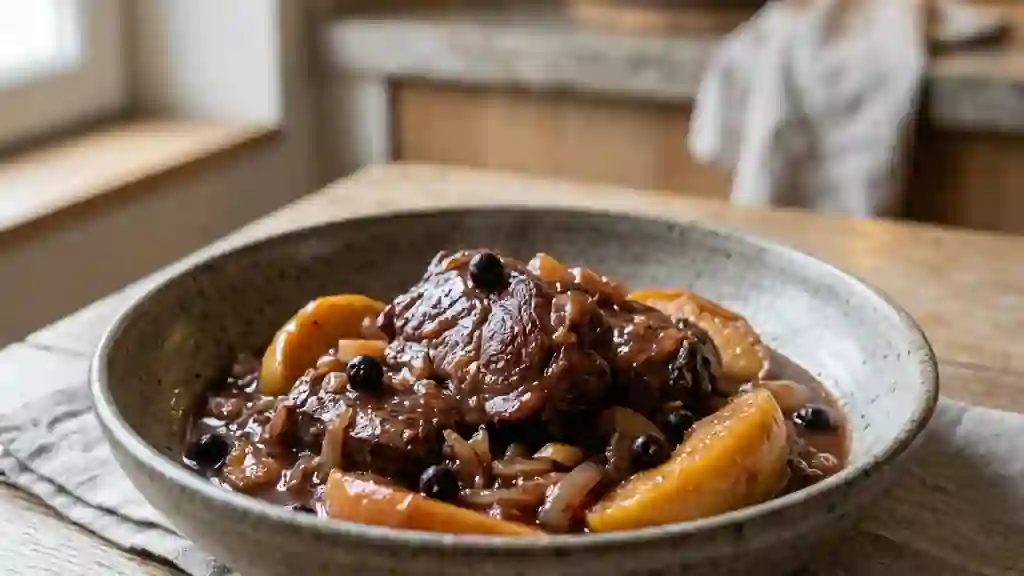 Marcassin fondant aux pommes et genièvre - Photo de présentation