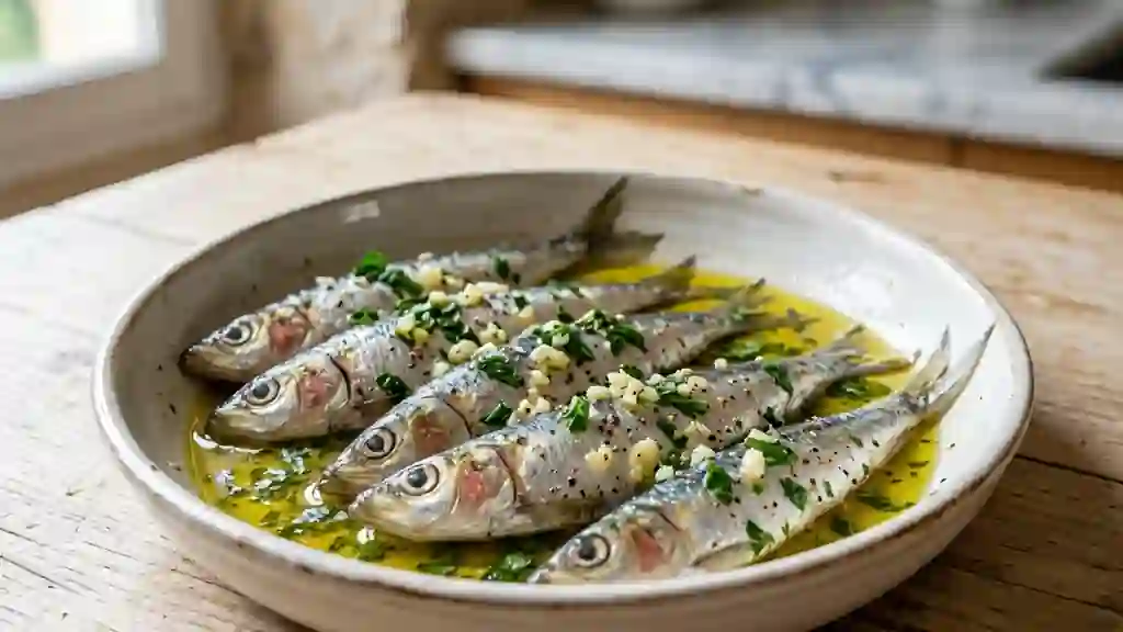 Sardines fondantes marinées au citron et ail - Photo de présentation