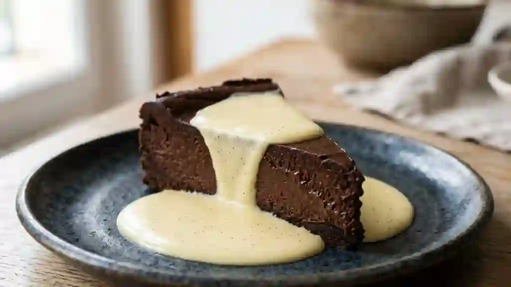 Marquise fondante au chocolat noir et crème vanille - Photo de présentation