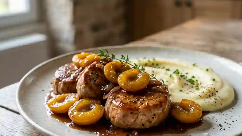 Médaillons de porc aux mirabelles caramélisées - Photo de présentation