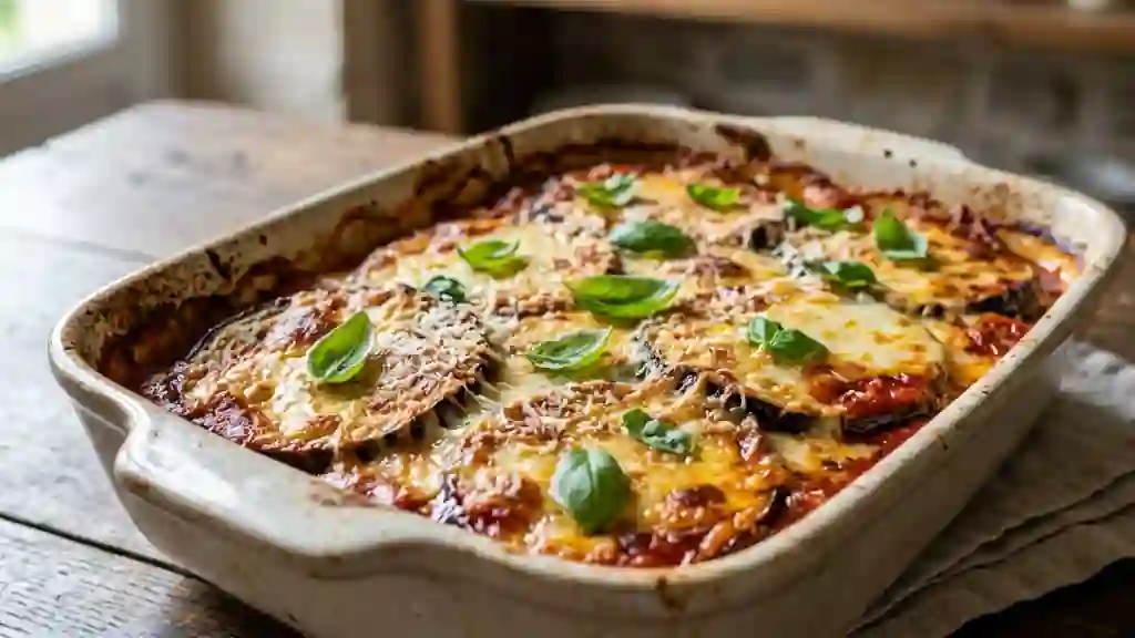 Parmigiana d'aubergines fondante et gratinée - Photo de présentation