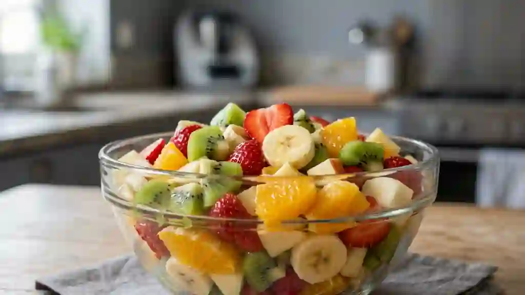 Salade de fruits juteuse au miel et citron - Photo de présentation