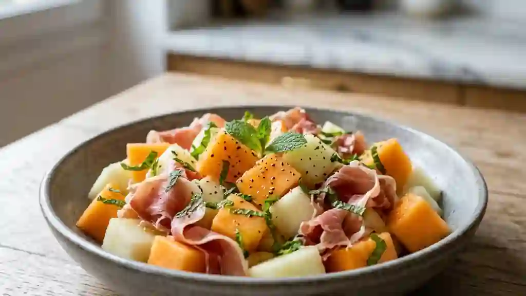 Melon Frais et Chiffonnade de Jambon à la Menthe - Photo de présentation