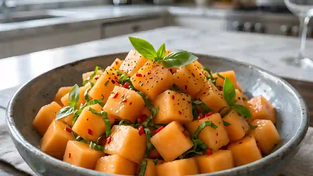 Melon frappé au basilic et piment rouge - Photo de présentation