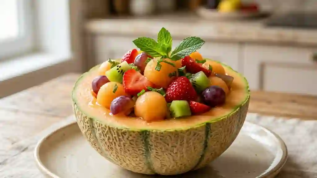 Coque de Melon Fondante aux Fruits de Saison - Photo de présentation