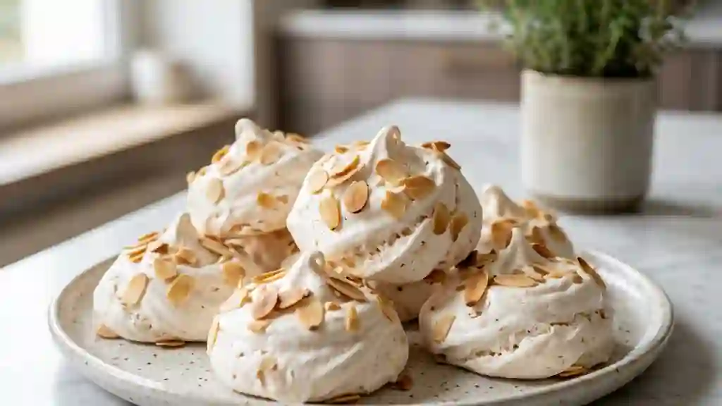 Meringues vanillées aux amandes craquantes - Photo de présentation