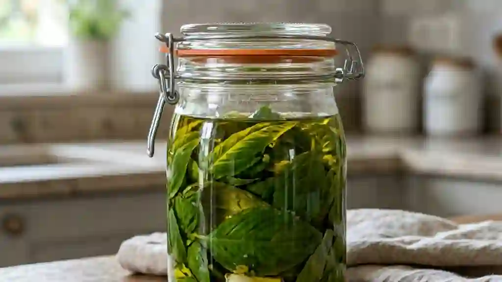Basilic à l'huile d'olive : frais et intense - Photo de présentation